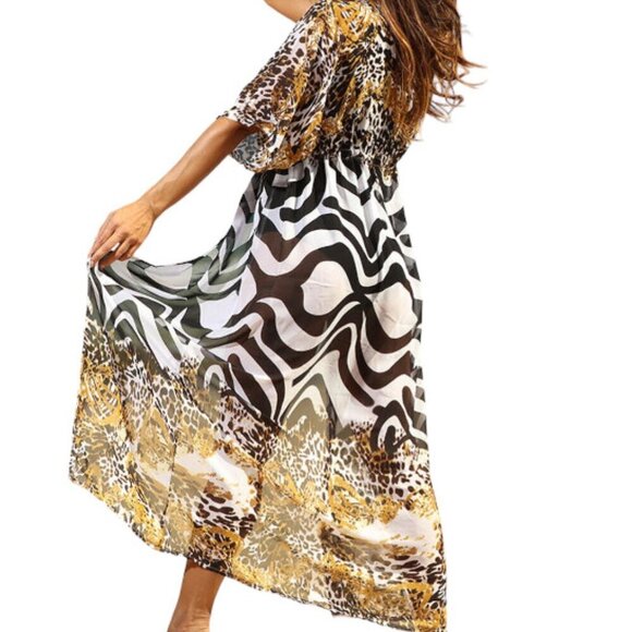 India Rose Wilde Belted Cardigan Kaftan Coverup Kimono Duster - Picture 4 of 11